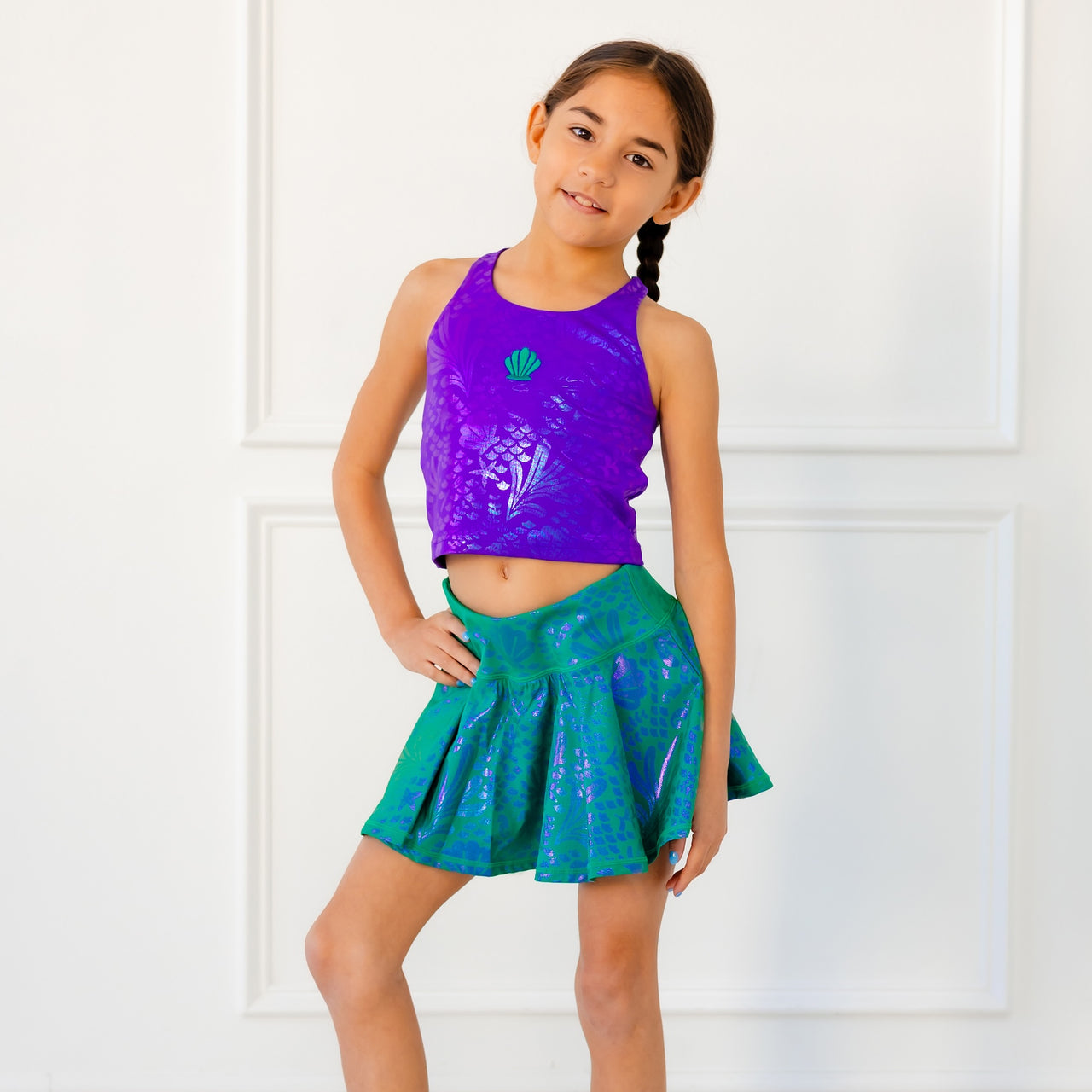 Disney Princess Ariel Girls' Athletic Skort - Green