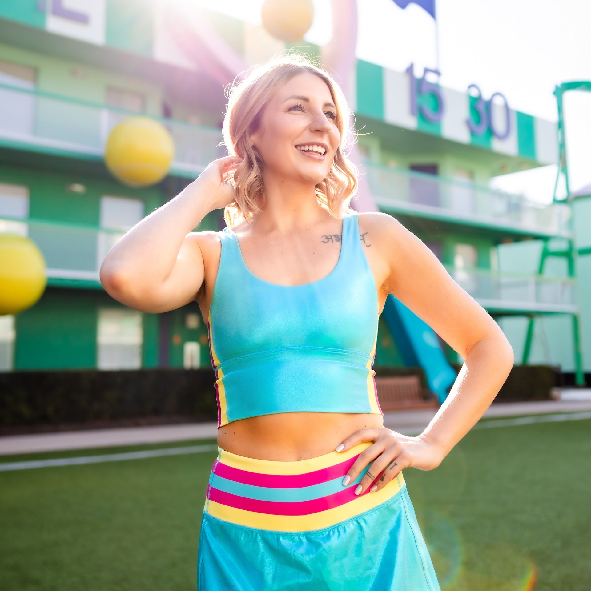 Workout Girl Long Sports Bra - Blue - Crowned Athletics