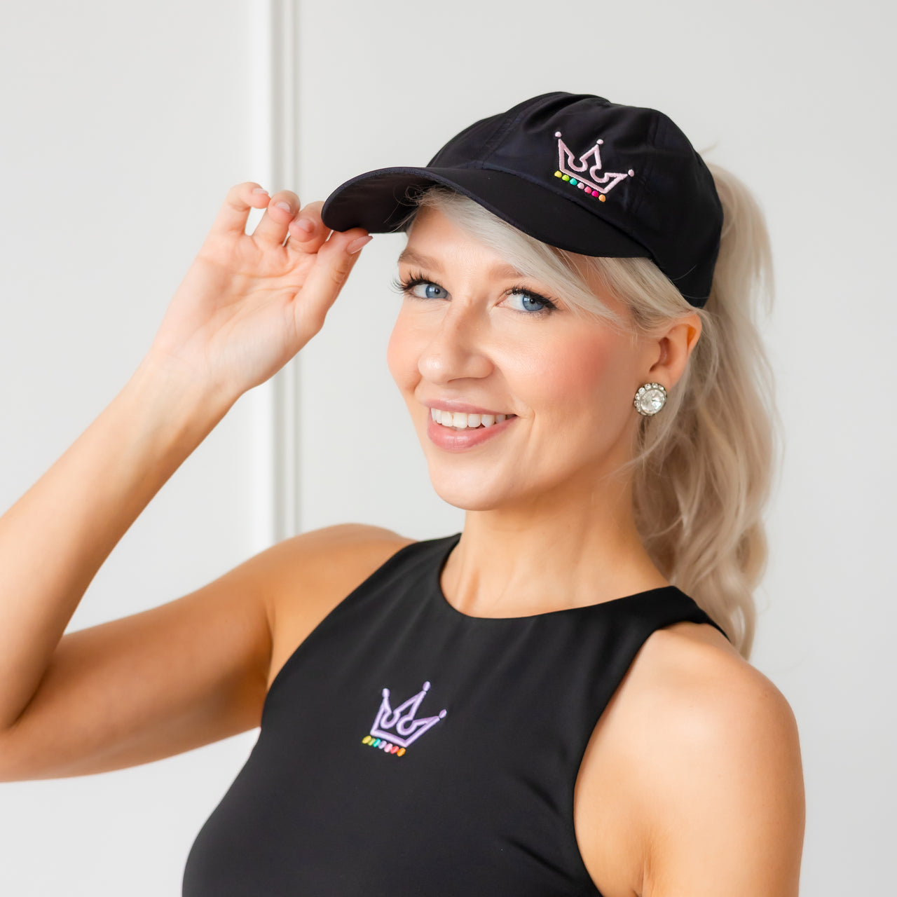Crowned Black Athletic Cap