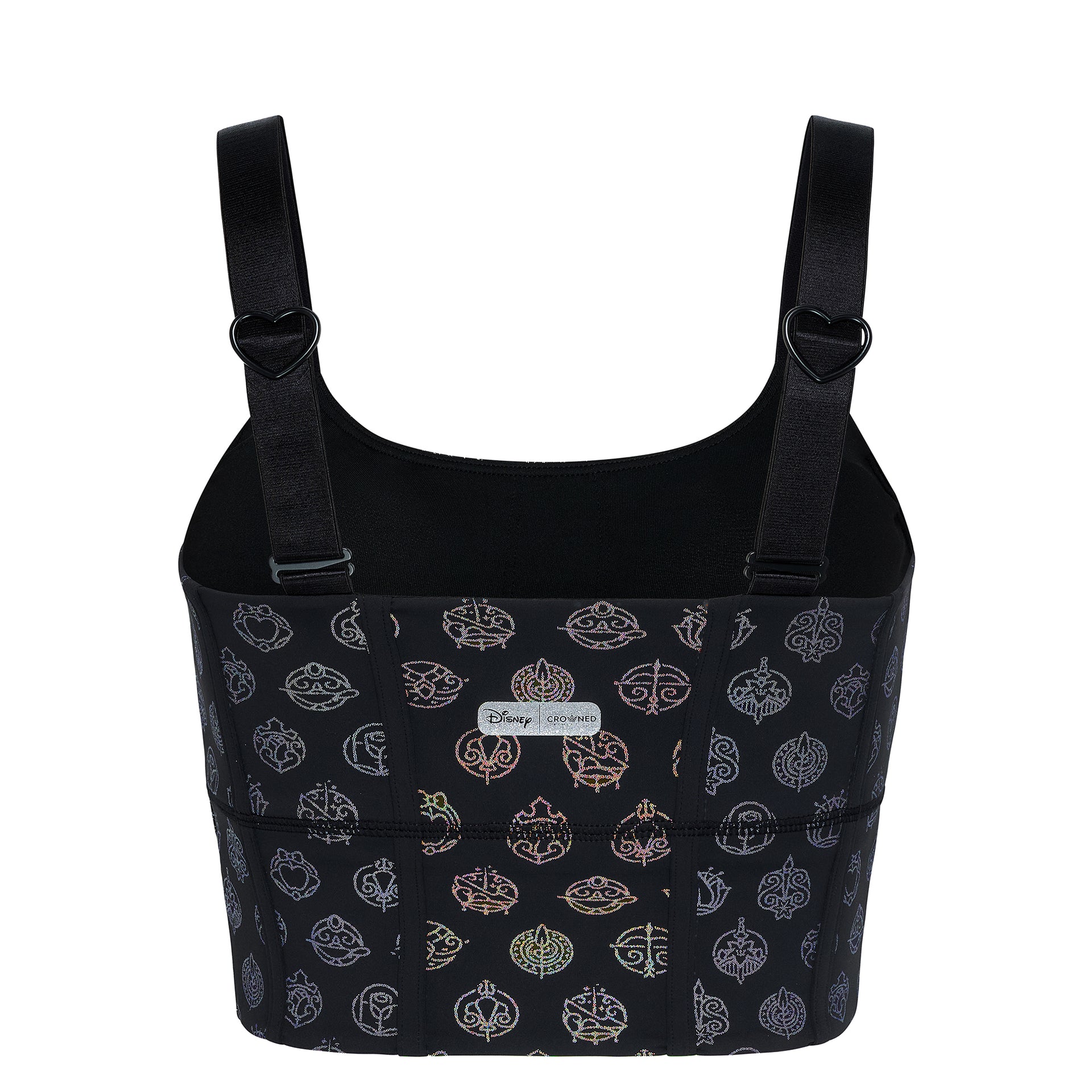 Disney Princess Icons Women's Long Sports Bra - Black - Crowned Athletics
