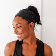 Onyx Jewel Rhinestone Athletic Headband - Crowned Athletics