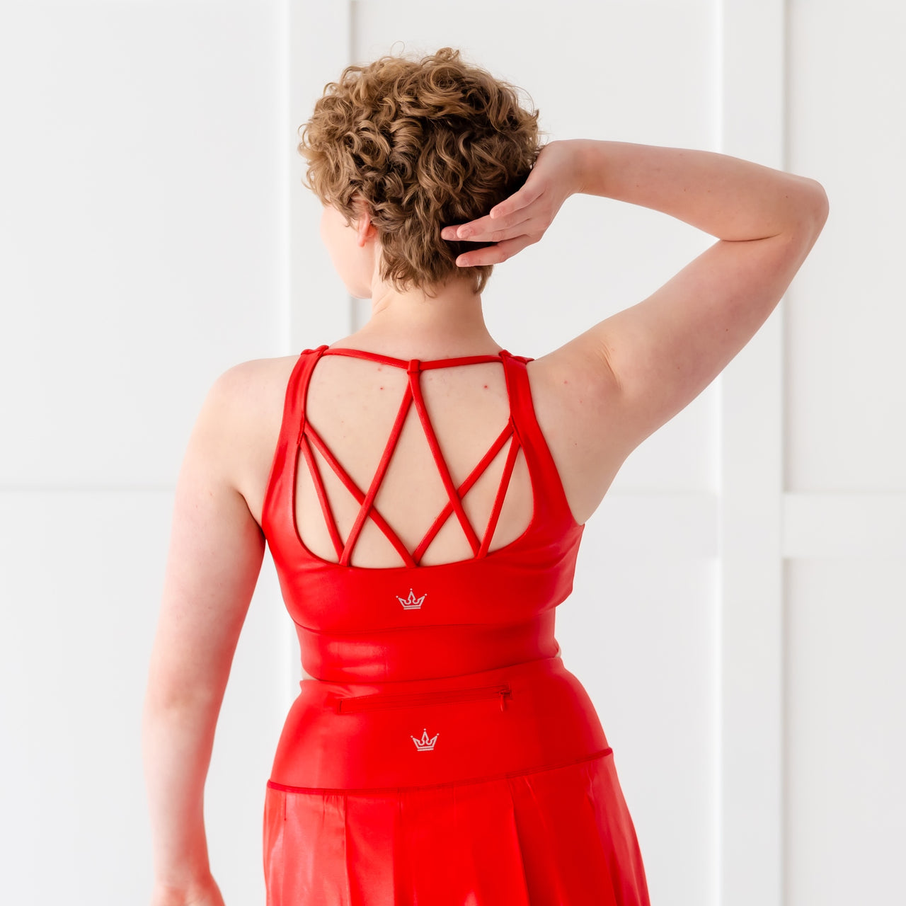 red sports dress Bold Women's Bra its made from our signature lightweight pique with UPF 50+ protection to keep you cool and comfortable All In Motion Scoop Back