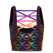 Retro Black Long Sports Bra - Crowned Athletics