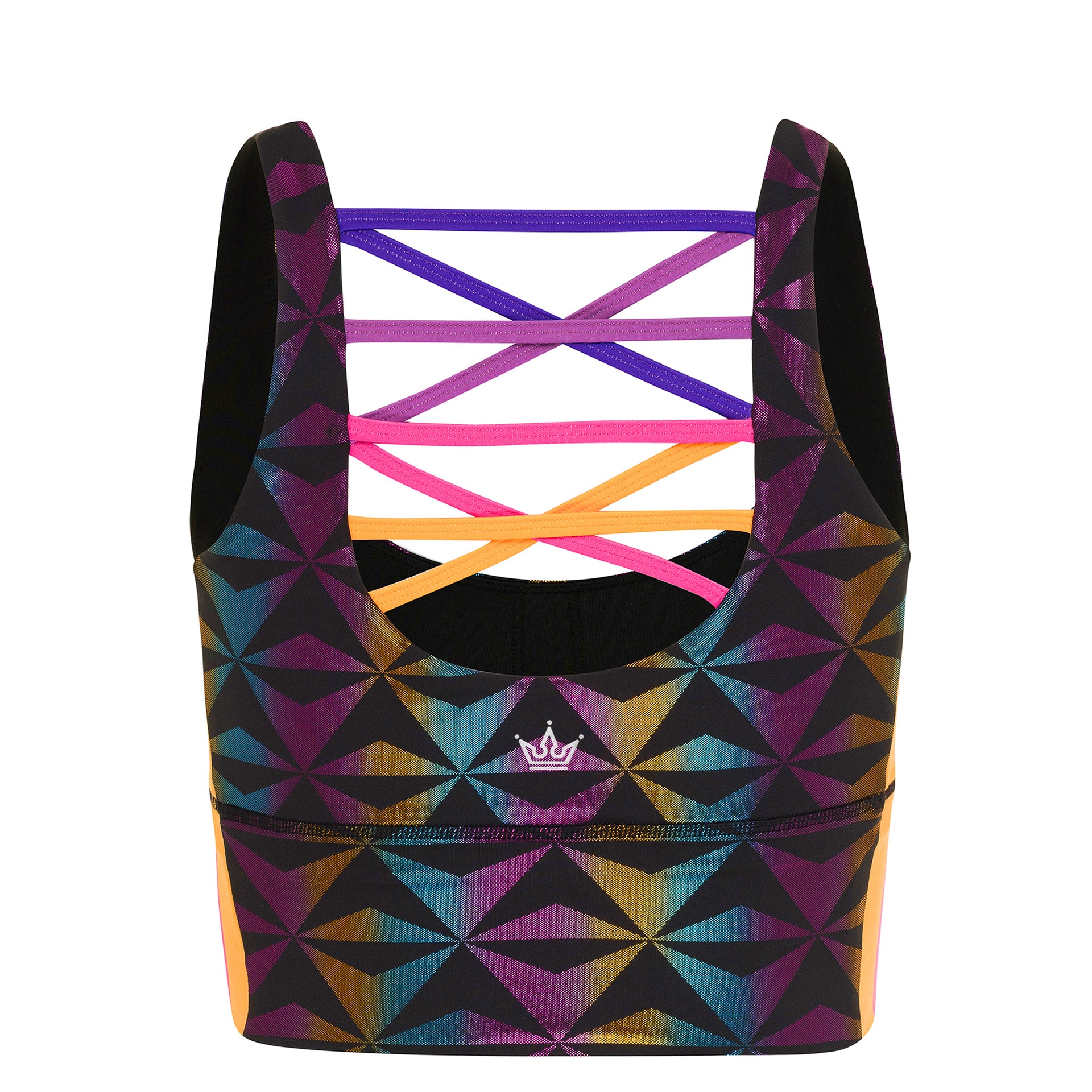 Retro Black Long Sports Bra - Crowned Athletics