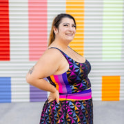 Retro Black Long Sports Bra - Crowned Athletics