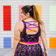 Retro Black Long Sports Bra - Crowned Athletics