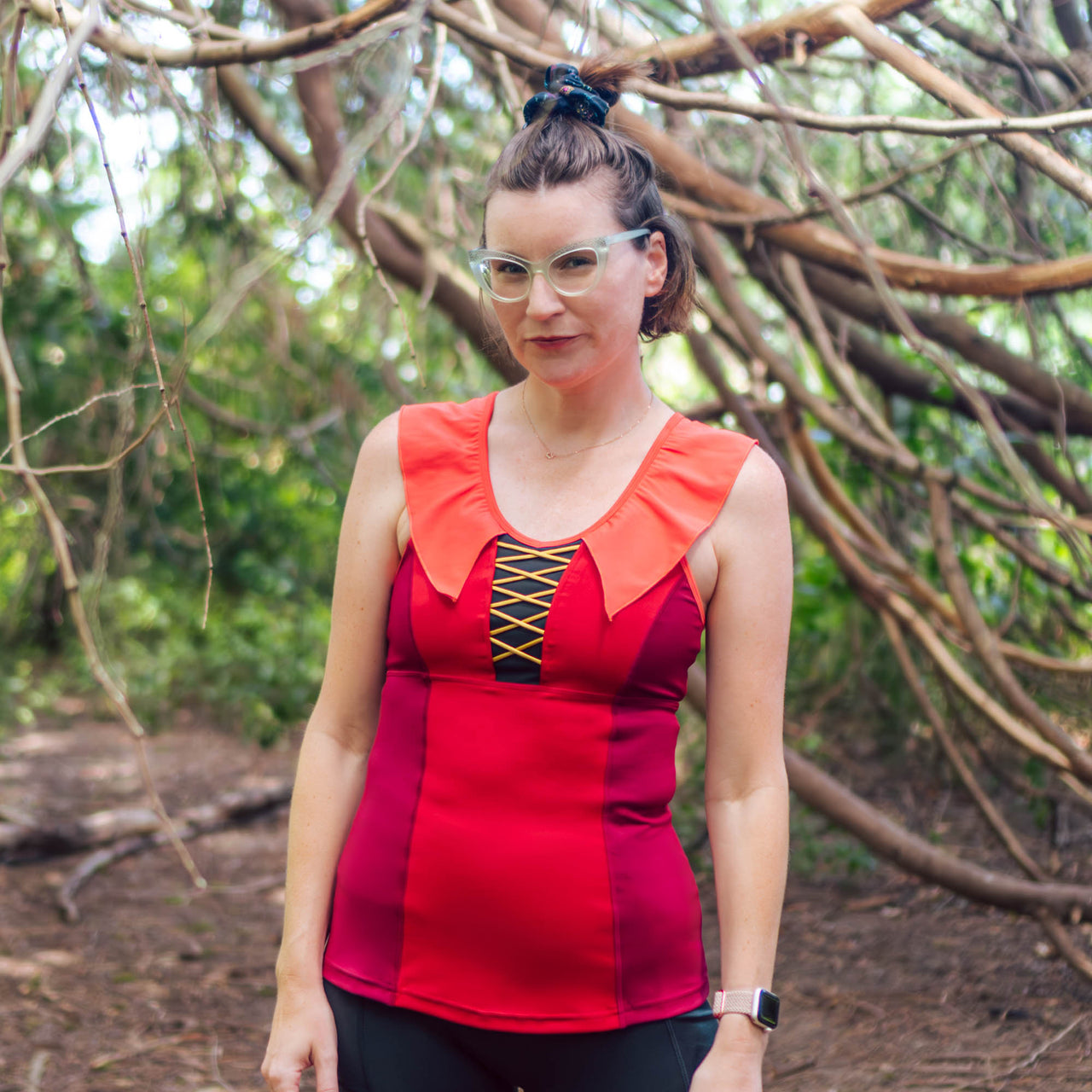 Dark Red Ruffle Athletic Tank