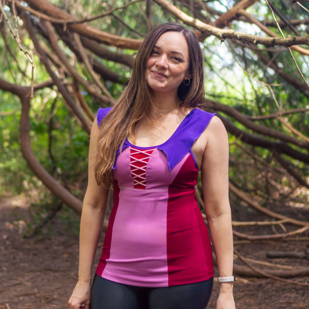 Dark Pink Ruffle Athletic Tank