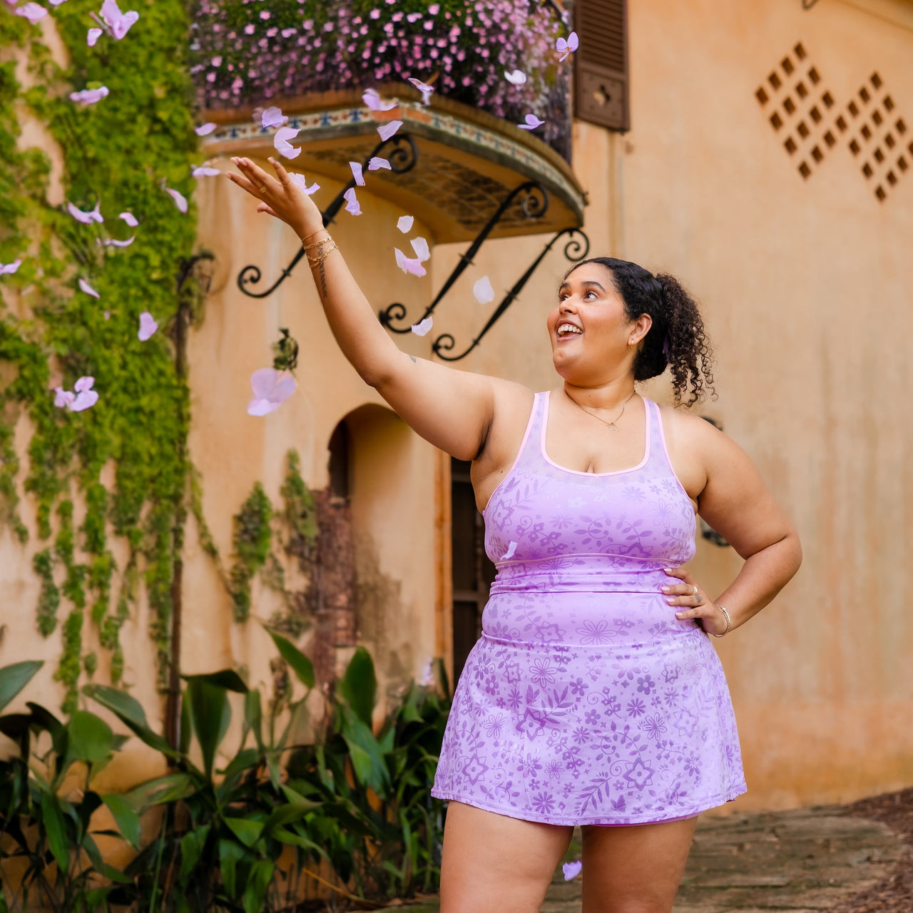 Lilac Floral Athletic Skort
