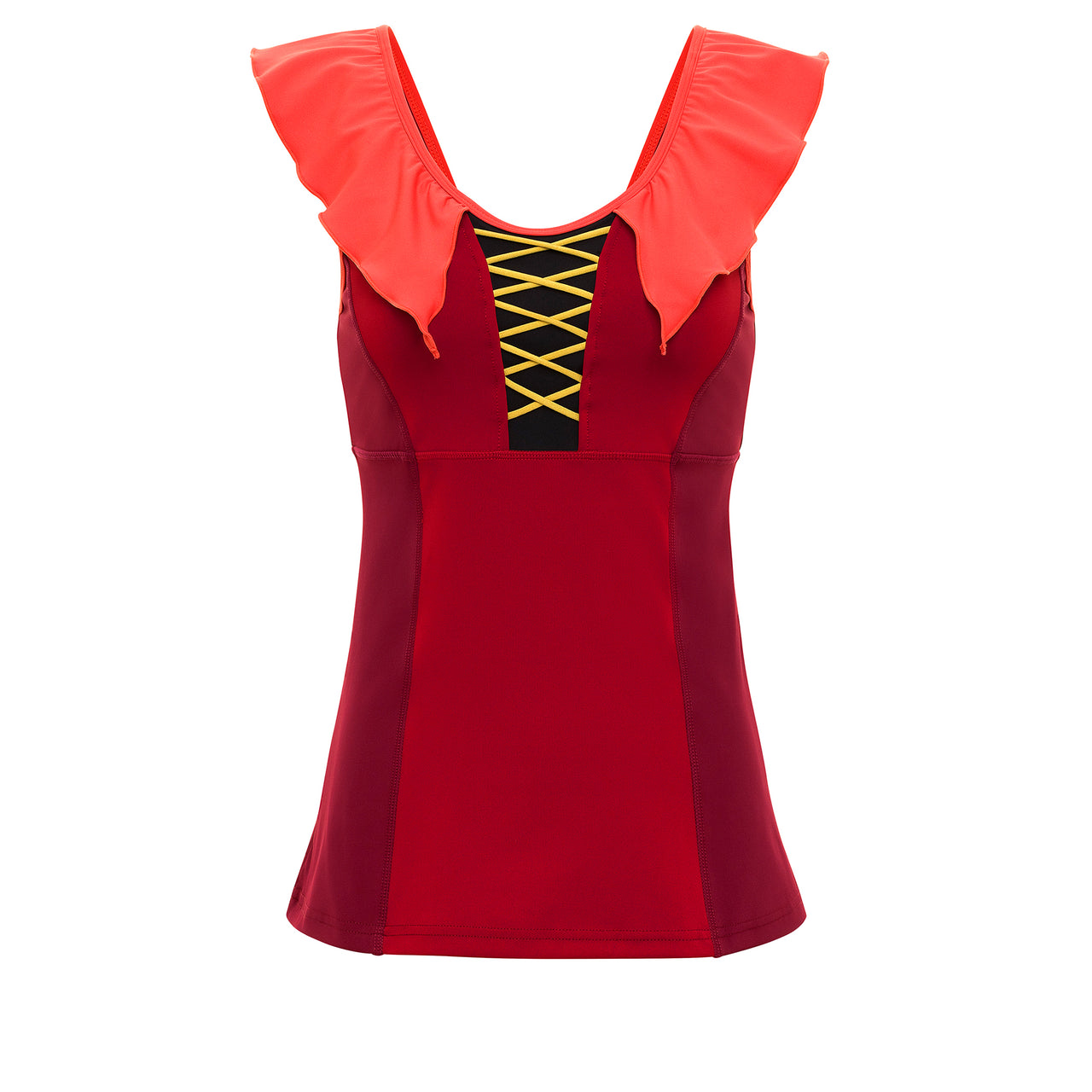 Dark Red Ruffle Athletic Tank