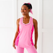 Disney Princess Icons Women's Flow Tank - Pink - Crowned Athletics