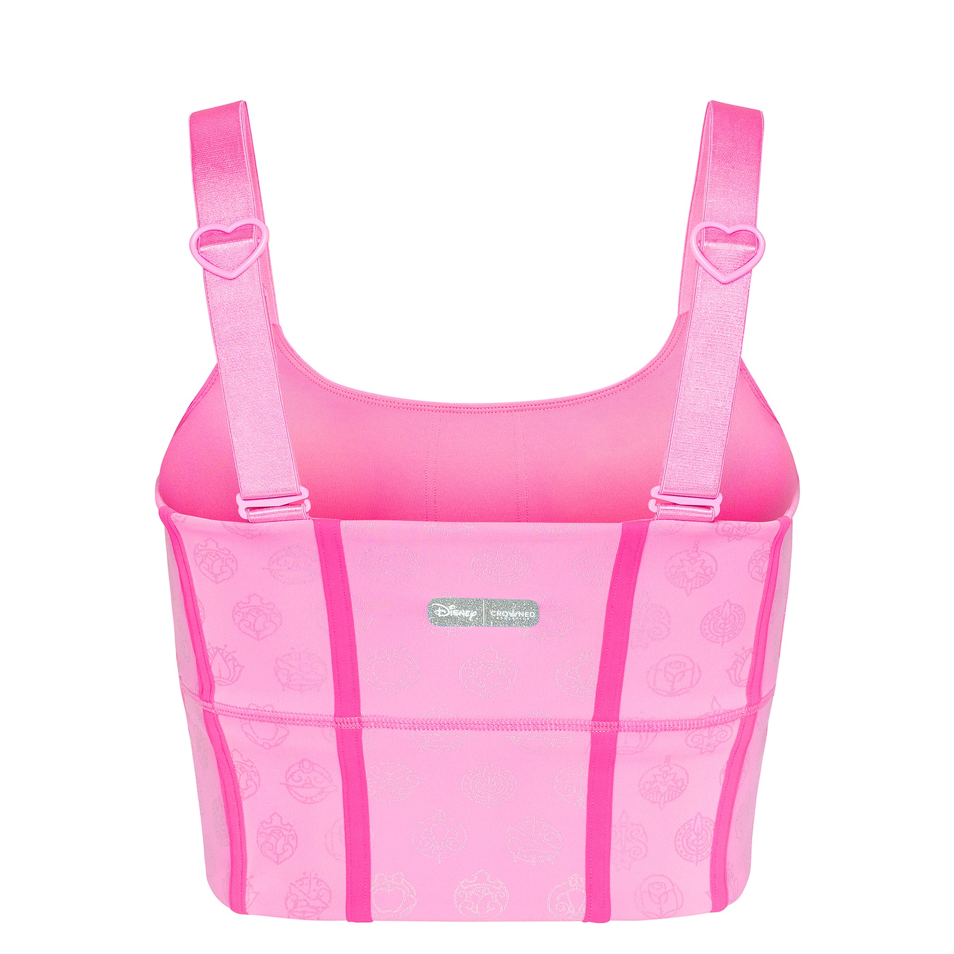 Disney Princess Icons Women's Long Sports Bra - Pink - Crowned Athletics