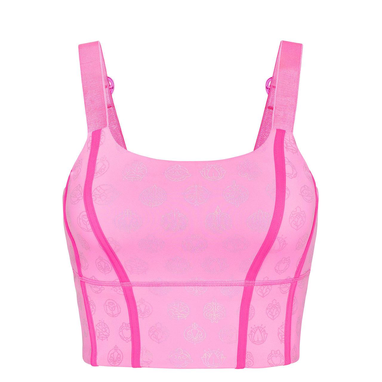 Disney Princess Icons Women's Long Sports Bra - Pink - Crowned Athletics