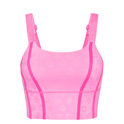 Disney Princess Icons Women's Long Sports Bra - Pink - Crowned Athletics