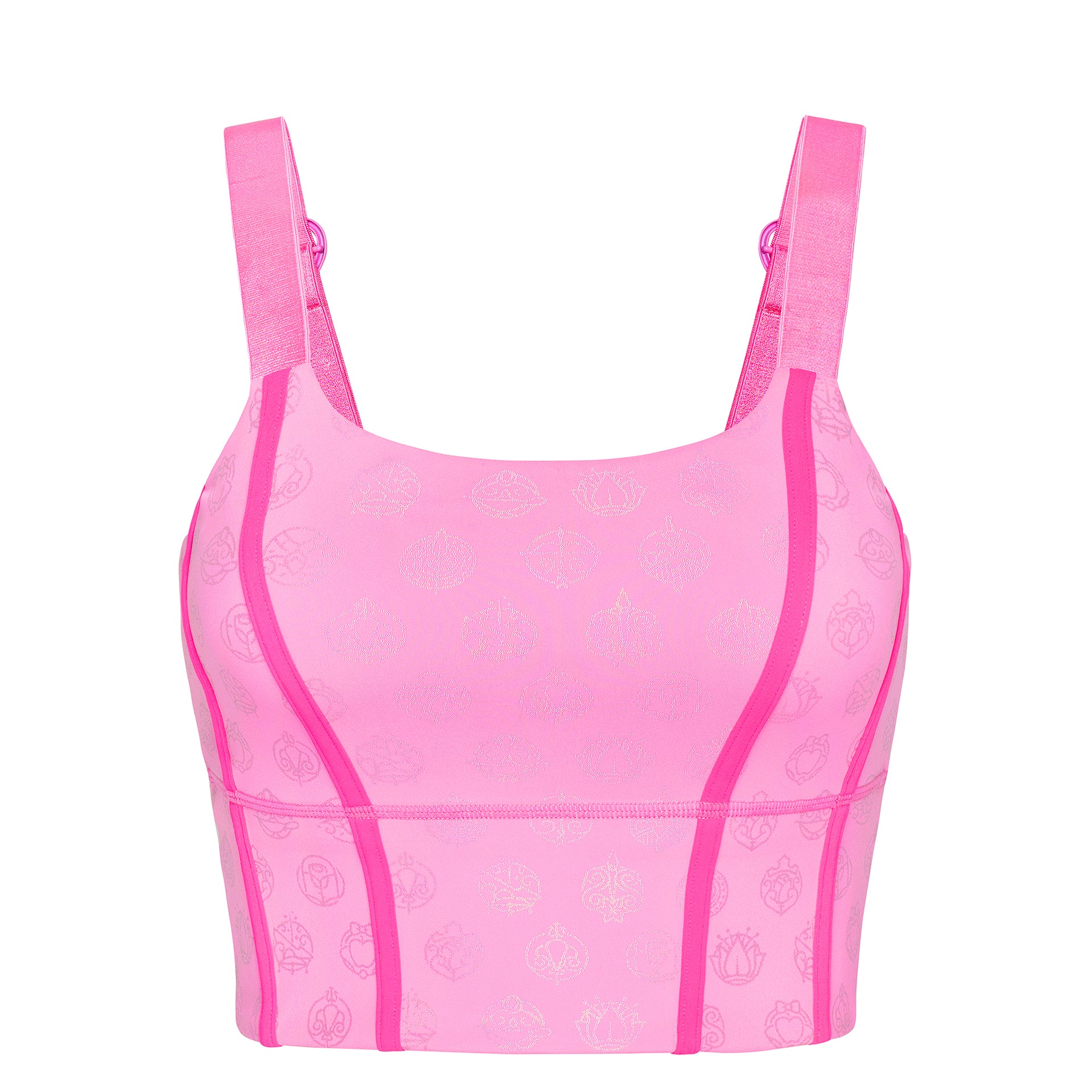 Disney Princess Icons Women's Long Sports Bra - Pink - Crowned Athletics