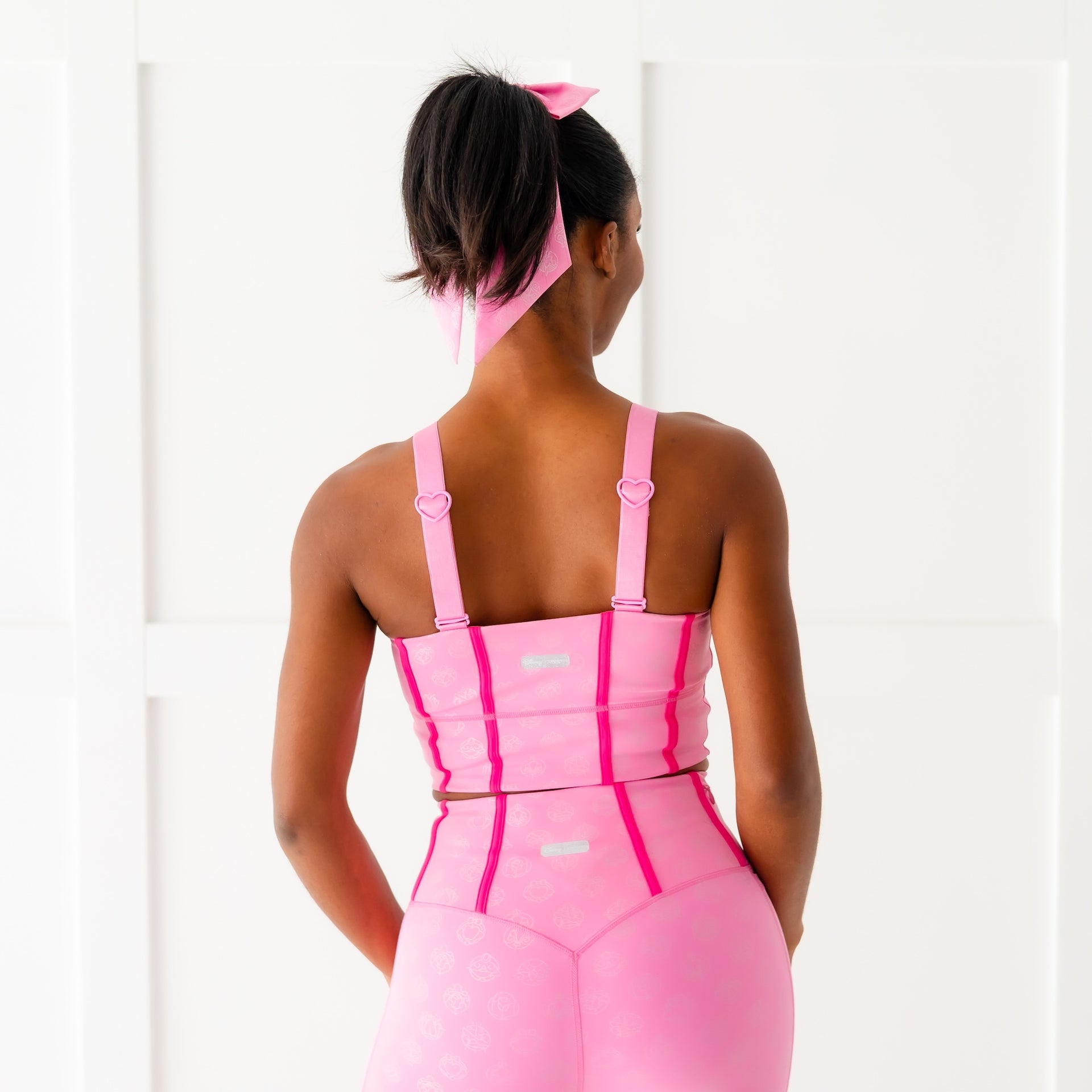 Disney Princess Icons Women's Long Sports Bra - Pink - Crowned Athletics