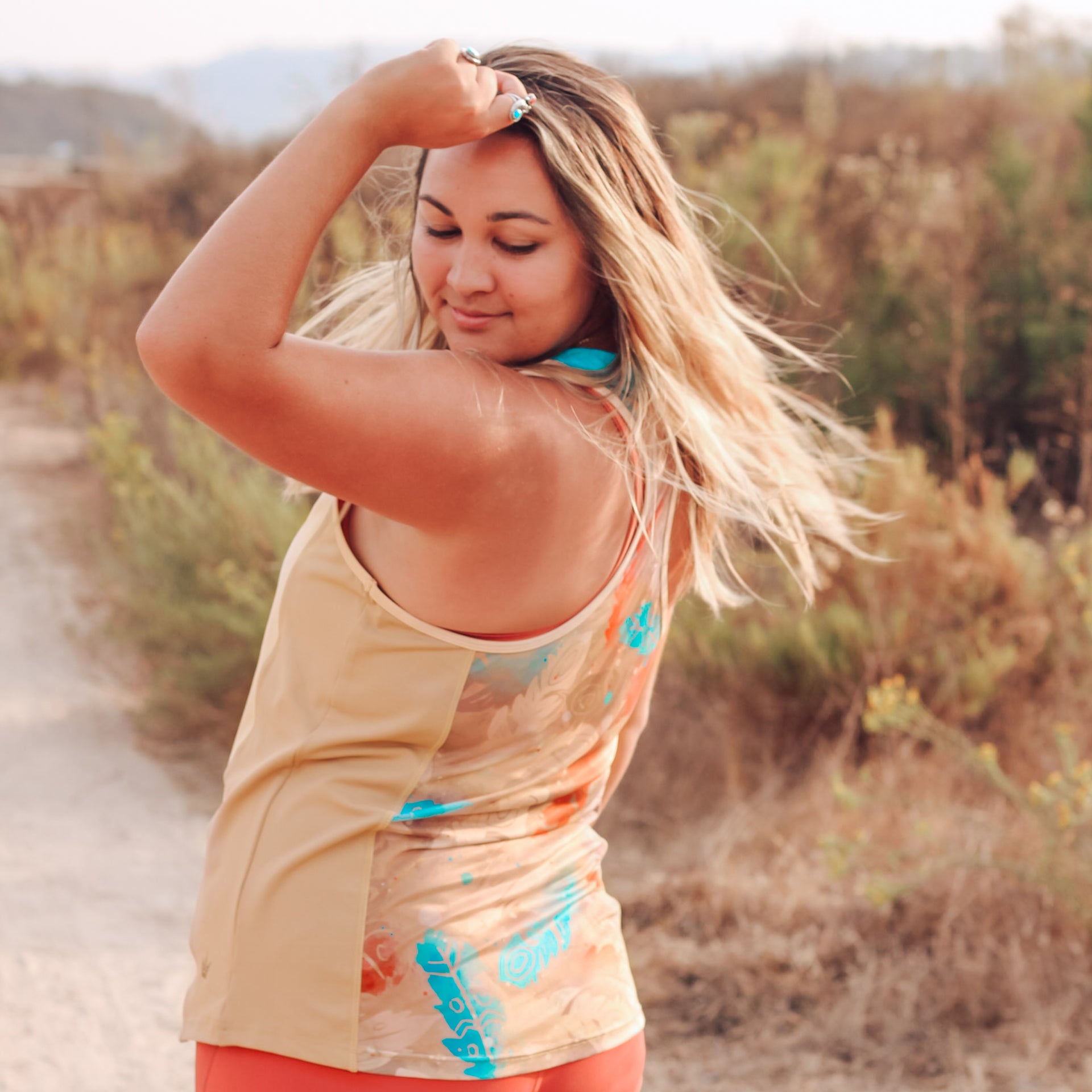Brown Leaves Flow Tank Top - Crowned Athletics