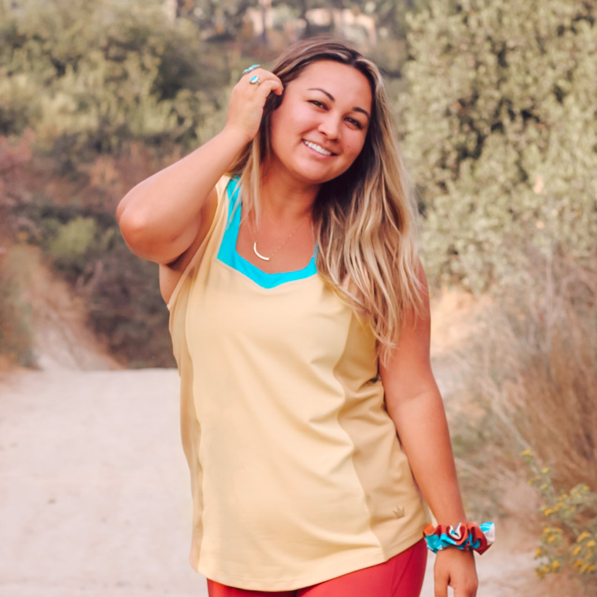 Brown Leaves Flow Tank Top - Crowned Athletics