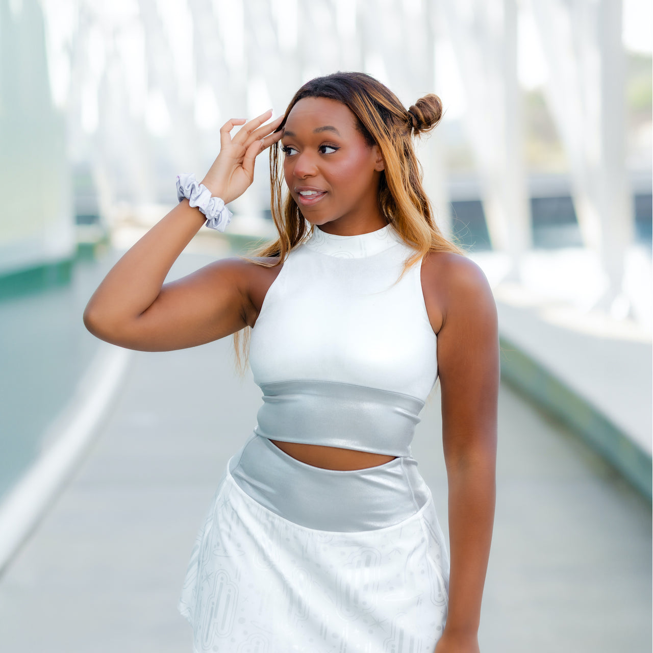 Silver Stars Long Sports Bra