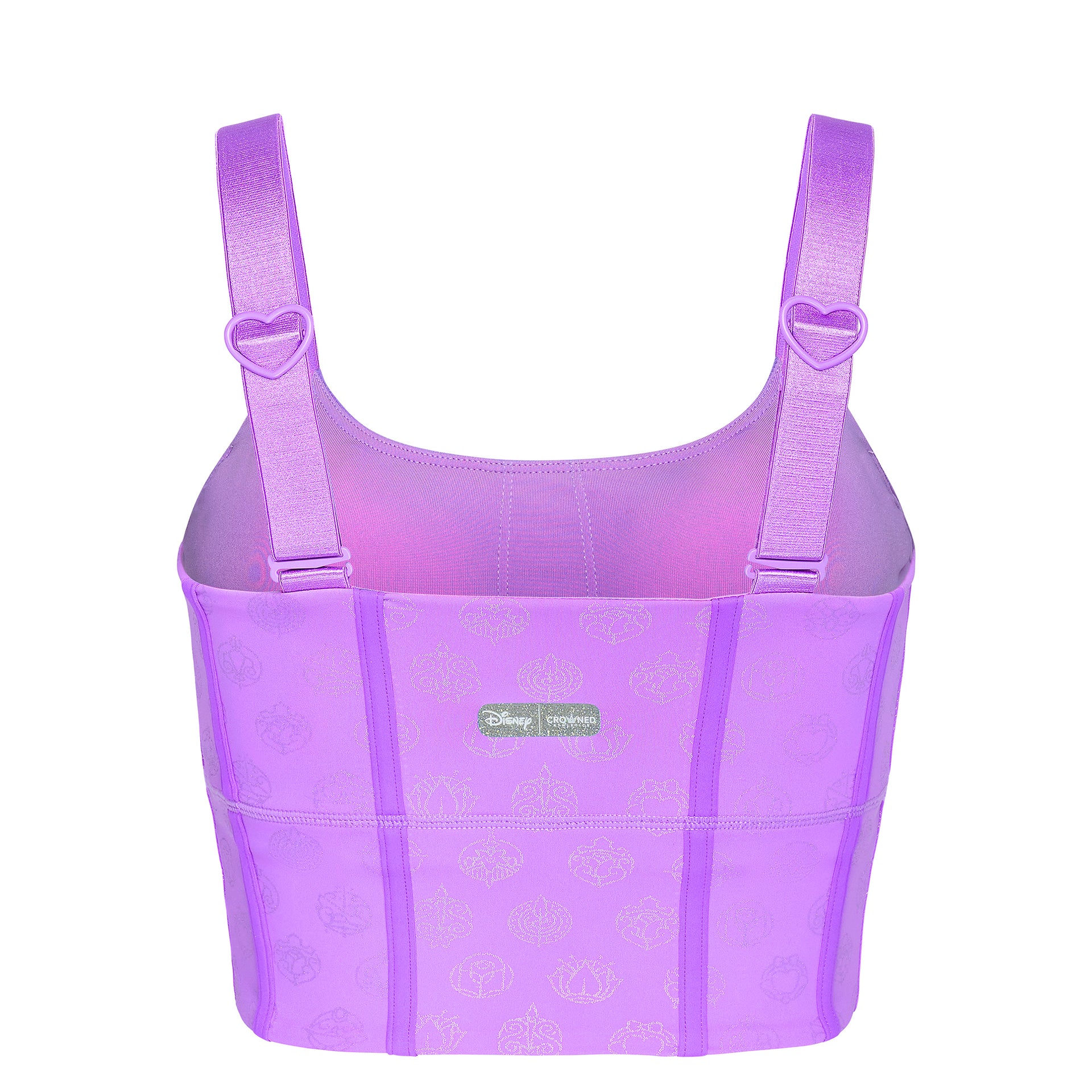 Disney Princess Icons Women's Long Sports Bra - Purple - Crowned Athletics