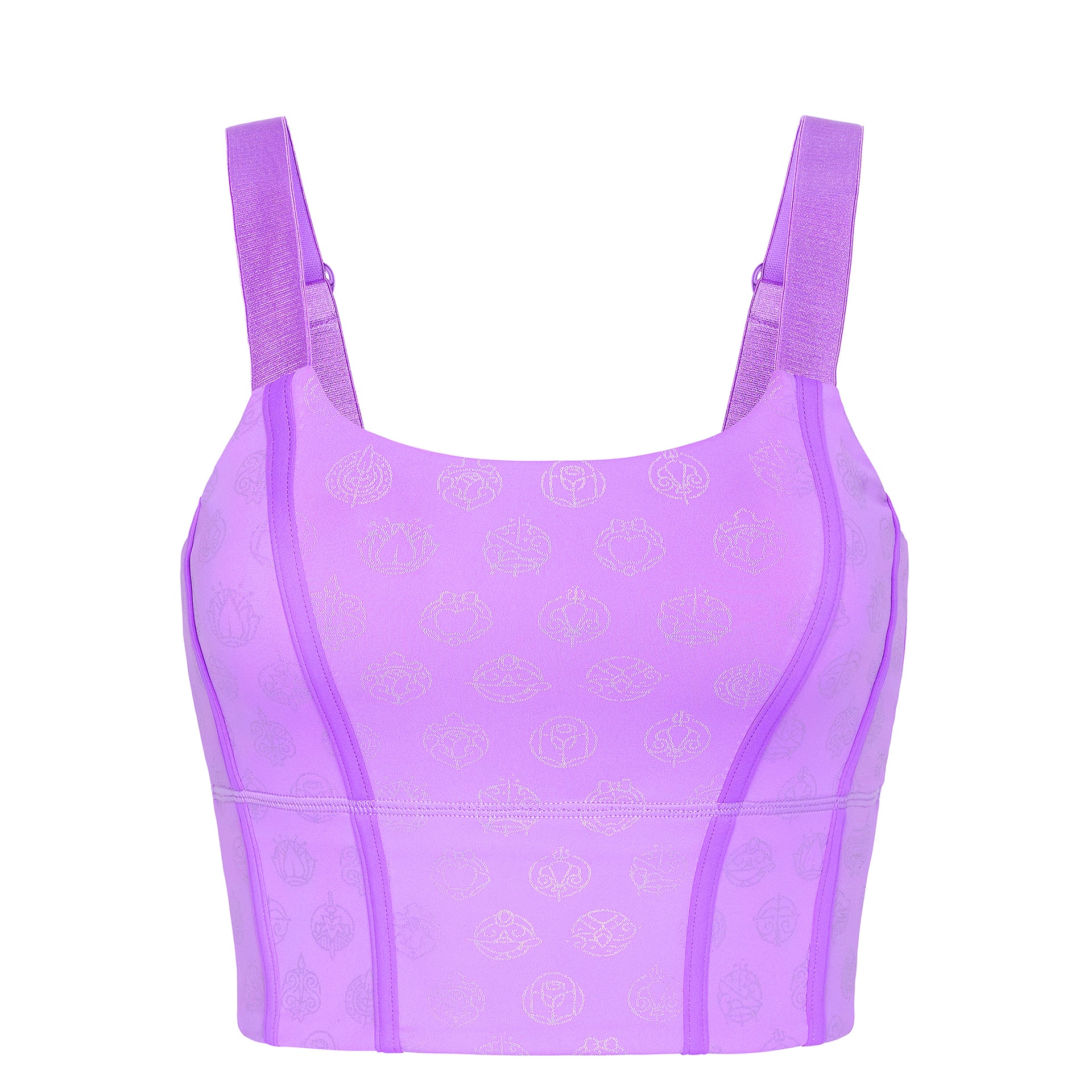 Disney Princess Icons Women's Long Sports Bra - Purple - Crowned Athletics