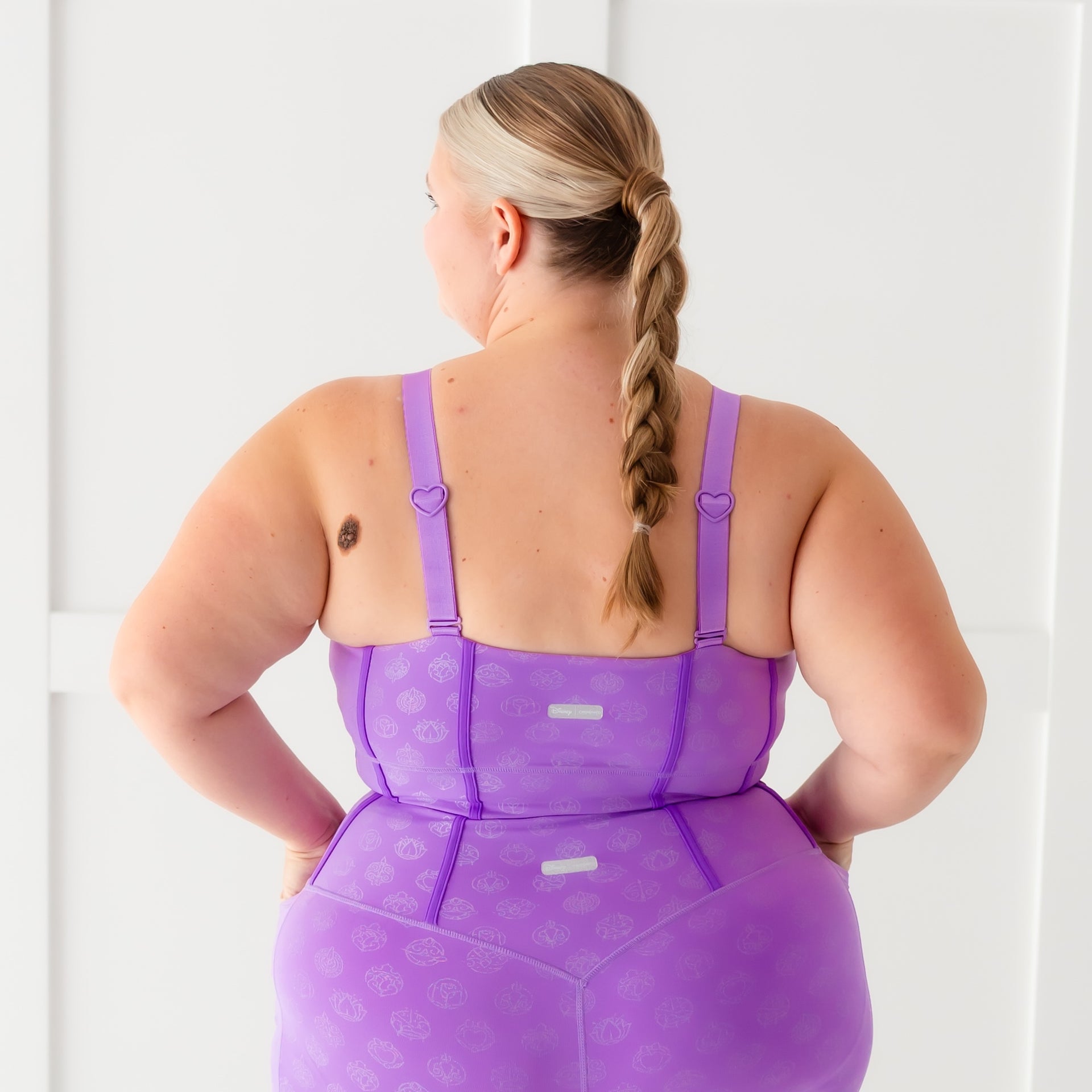 Disney Princess Icons Women's Long Sports Bra - Purple - Crowned Athletics