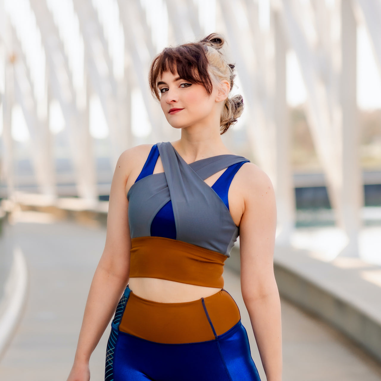 Cross Mesh Long Sports Bra