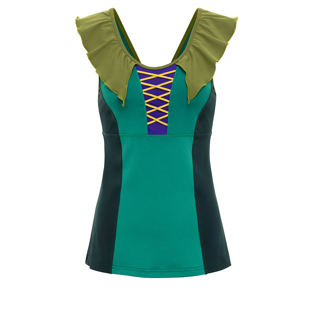 Dark Green Ruffle Athletic Tank