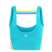 Workout Girl Long Sports Bra - Blue - Crowned Athletics