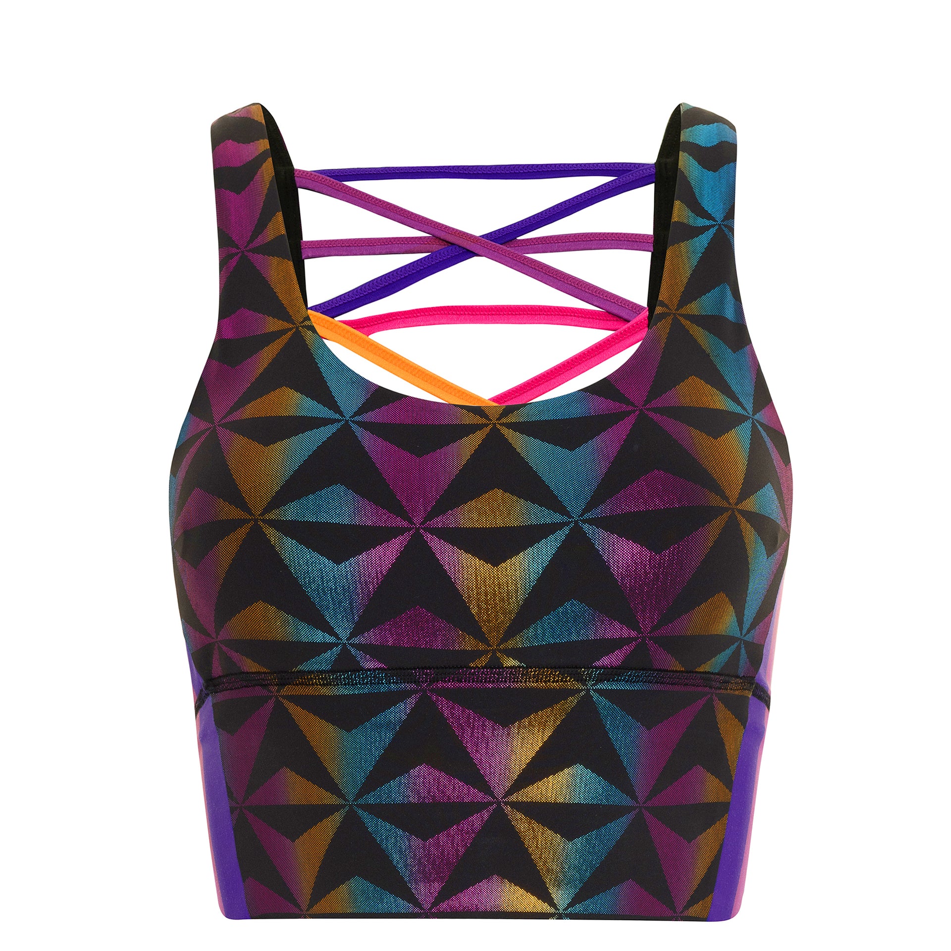 Retro Black Long Sports Bra - Crowned Athletics