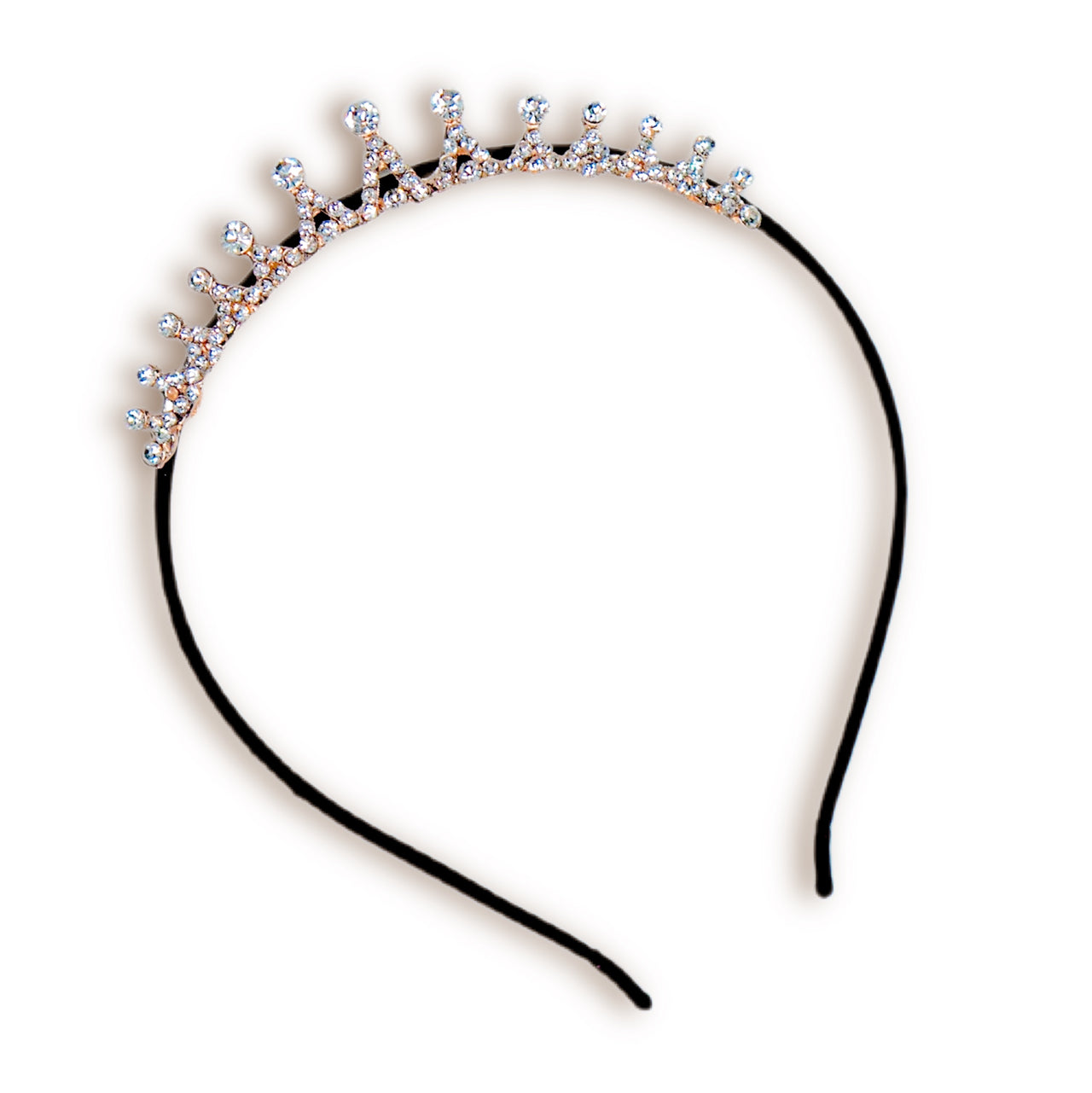 Rhinestone Tiara Headband - Black - Crowned Athletics