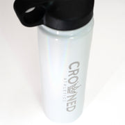 white crowned logo water bottle