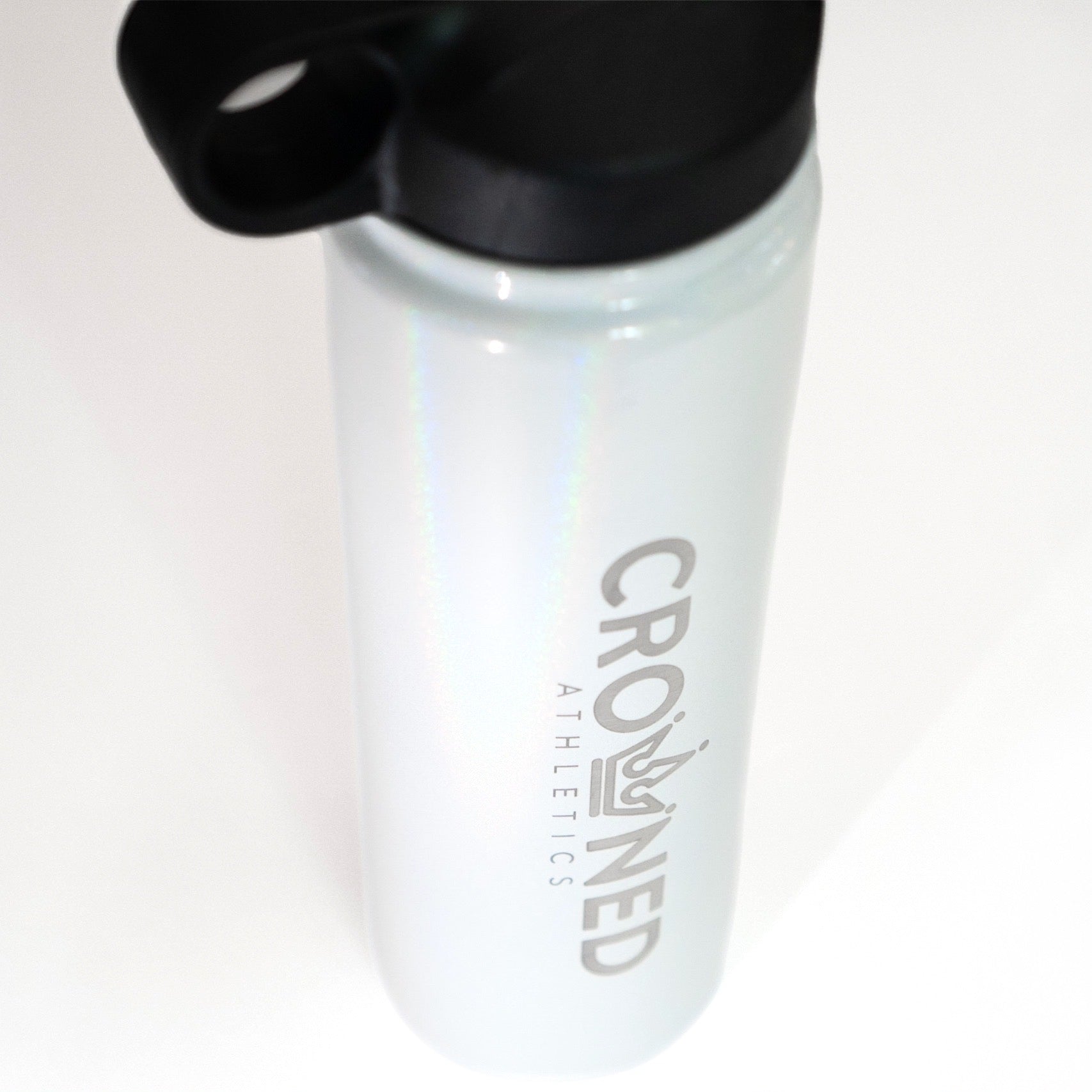 white crowned logo water bottle