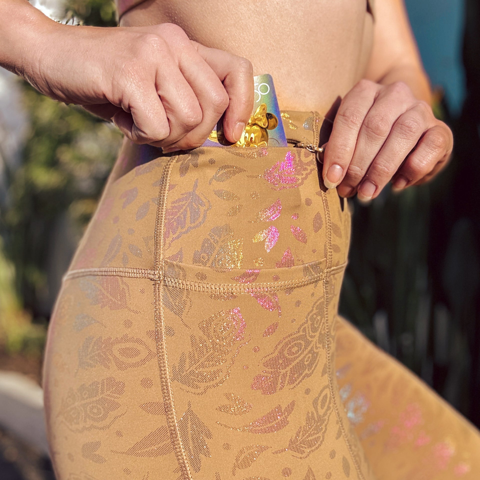 Brown Leaves Leggings - Crowned Athletics